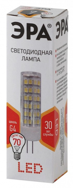 Лампа светодиодная Эра Стандарт G4 7Вт 2700K LED JC-7W-220V-CER-827-G4