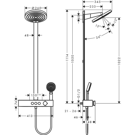 Душевая стойка hansgrohe Pulsify Select 24240670 черный матовый