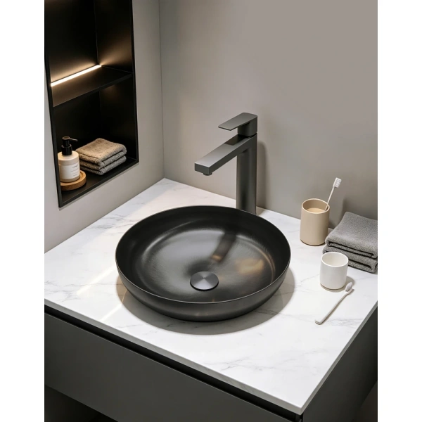 Раковина-чаша Abber Wasser Kreis AF2412MB 35,9x35,9 см, накладная, черный матовый