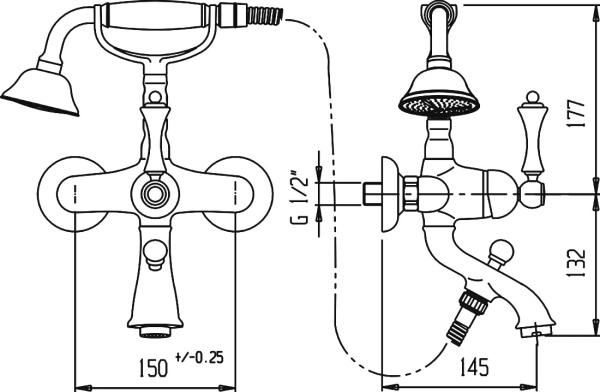Смеситель для ванны Cezares Margot MARGOT-VDM-01-Bi
