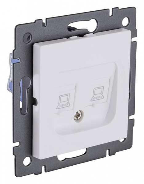Розетка двойная Ethernet RJ-45 и со шторками, без рамки Kollinger  REA-019WM