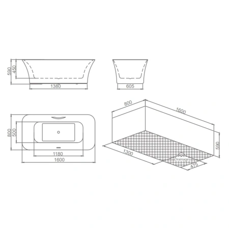 Акриловая ванна SSWW M706S 160x80 см, отдельностоящая, белый