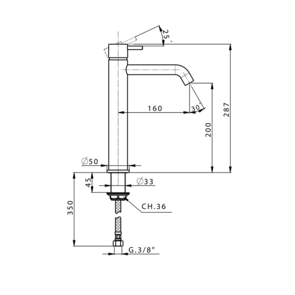 Смеситель для раковины Cisal Less LN00354021