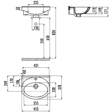 Раковина 45,3x37,8 см Creavit Etol ET04500000