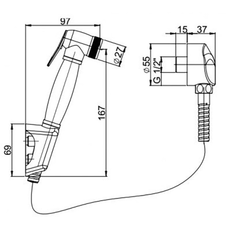 Гигиенический душ со смесителем Paini Arona ARCR690/574 встраиваемый