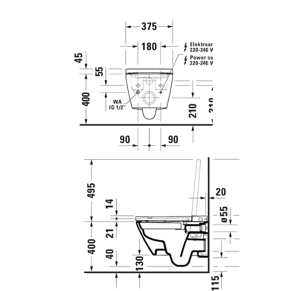 Крышка-биде для унитаза Duravit D-Neo Sensowash 614700012002340