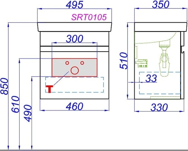 Тумба под раковину Aqwella Smart 50 SRT0105DB