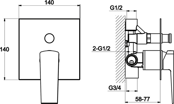 Смеситель для душа BelBagno Arlie ARL-BASM-CRM встраиваемый
