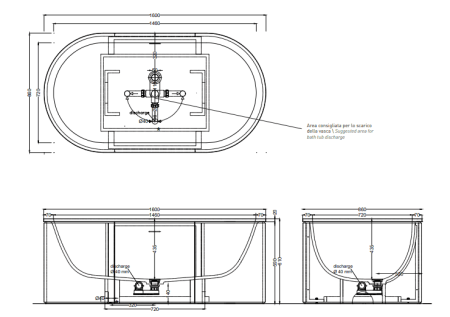 Ванна Cielo Arcadia Cibele 160x86 CIBAT