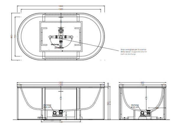 Ванна Cielo Arcadia Cibele 160x86 CIBAT