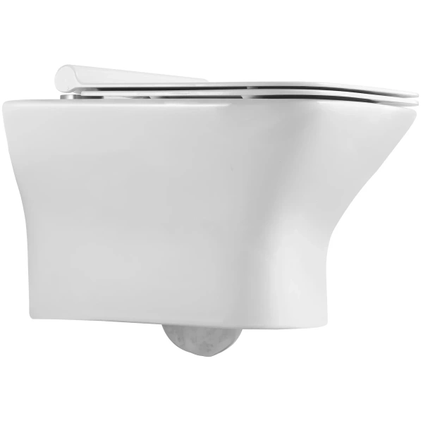 Унитаз подвесной Agger AT02100 безободковый, с сиденьем микролифт, белый глянец