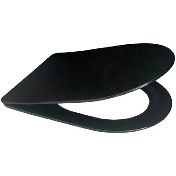 Унитаз подвесной CeramaLux B2330B безободковый, с сиденьем микролифт, черный глянец