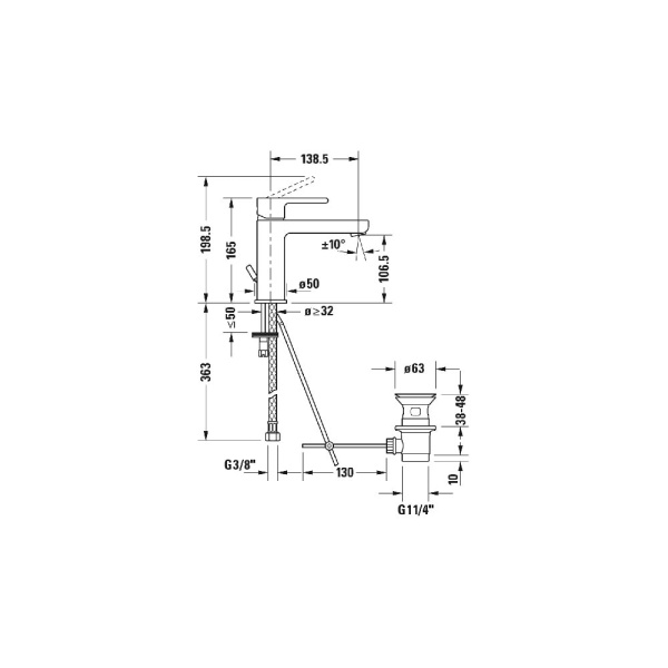 Смеситель для раковины Duravit B.2 B21020001010