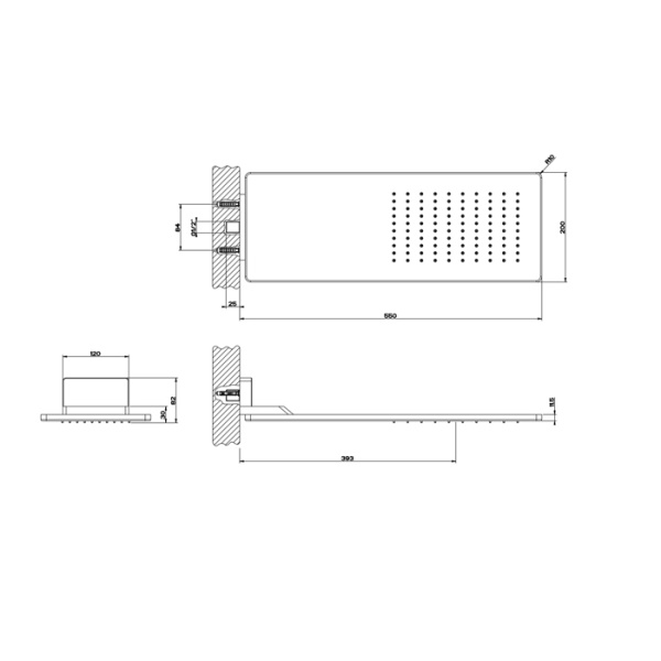Верхний душ Gessi Rettangolo 33095#299 черный матовый