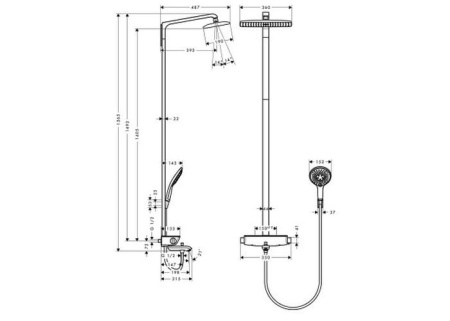Душевая стойка hansgrohe Raindance Select Showerpipe 27113400