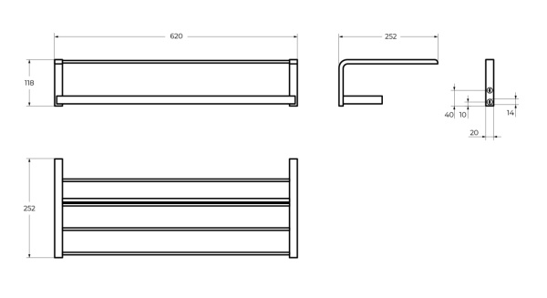 Полка для полотенец Cezares Ultima CZR-F-8925