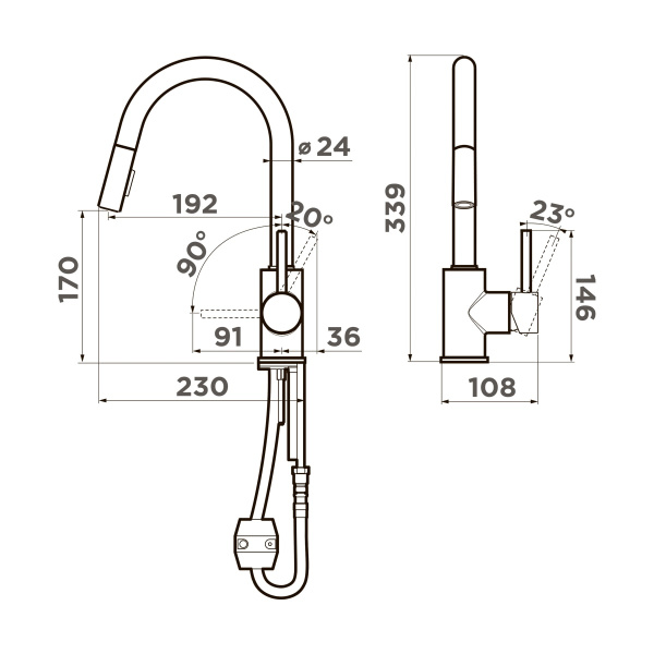 Смеситель для кухни Omoikiri Shinagawa 4994459 нержавеющая сталь