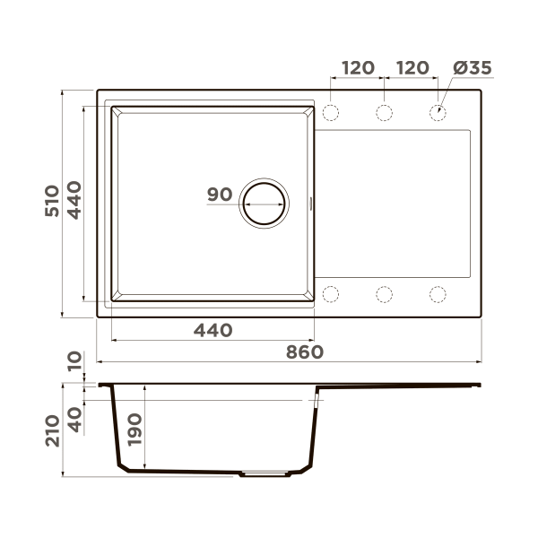 Кухонная мойка Omoikiri Daisen 86-BE Artgranit/ваниль 4993694