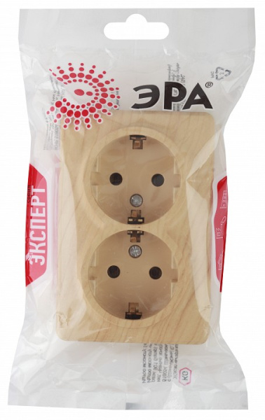 Розетка двойная с заземлением Эра Эра Эксперт 11-2205-11