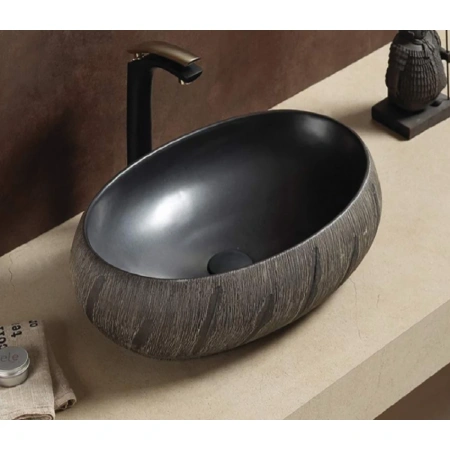 Раковина-чаша CeramaLux J2102 60x41 см, накладная, черный