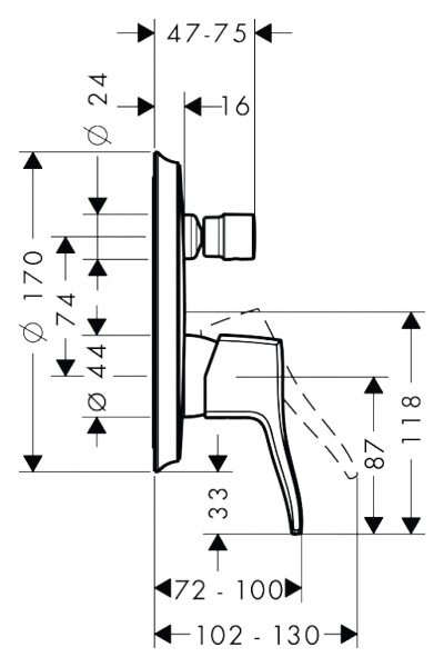 Смеситель для ванны hansgrohe Metris Classic 31485000