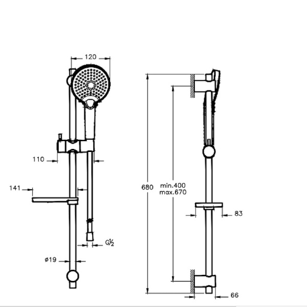 Душевой гарнитур Vitra Bliss A45743EXP хром