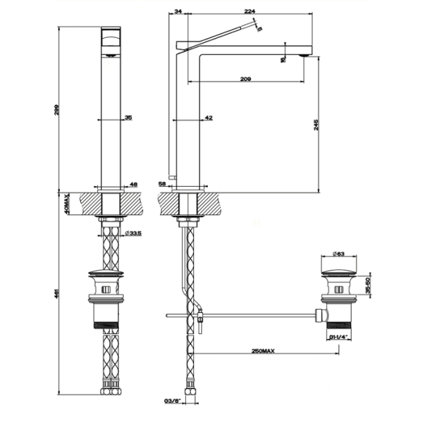 Смеситель для раковины Gessi Rettangolo K 53003#031