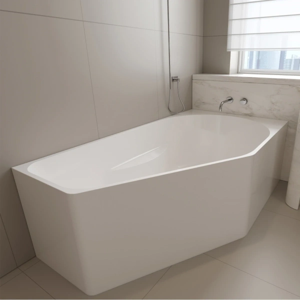 Акриловая ванна Abber AB9505 R 160x90 см R, угловая, белый