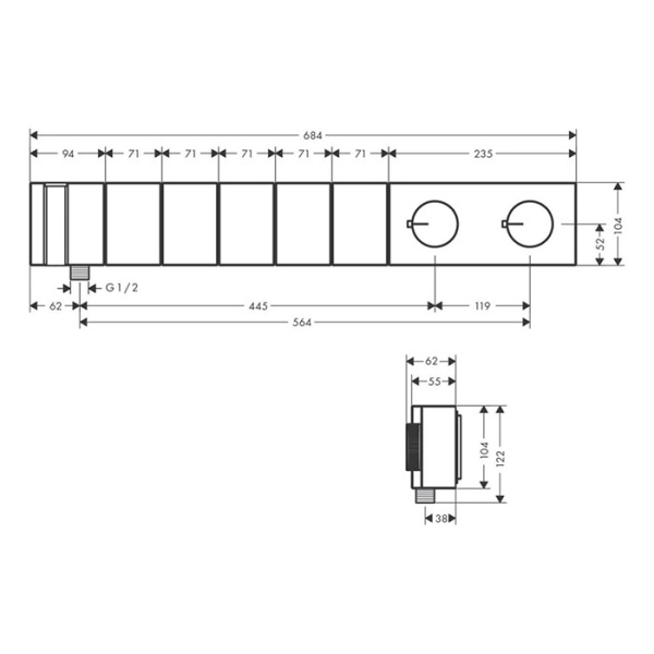 Термостатический смеситель для душа Axor Edge 46730000 с душевым гарнитуром