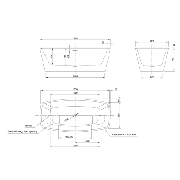 Ванна акриловая Knief Cube 170 0100-284
