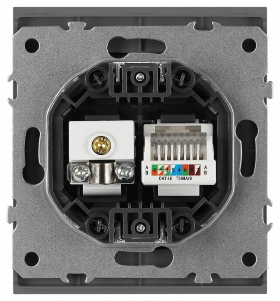 ТВ-розетка и розетка Ethernet RJ-45 без рамки Эра Arktik Б0070499