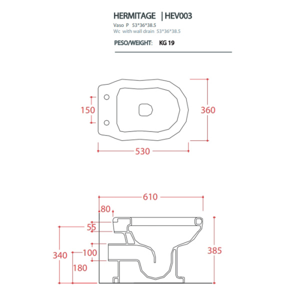 Приставной унитаз Artceram Hermitage HEV003 01 00