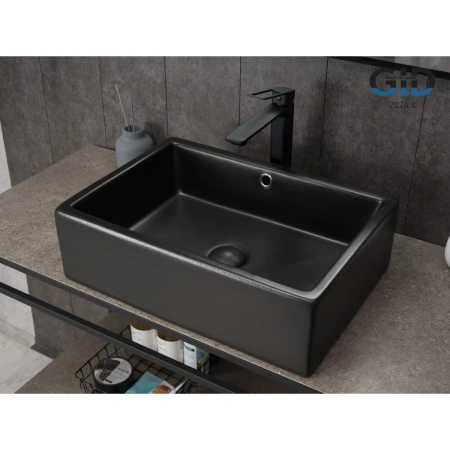 Раковина-чаша GID N9129bg 50x38 см, накладная, черный графит