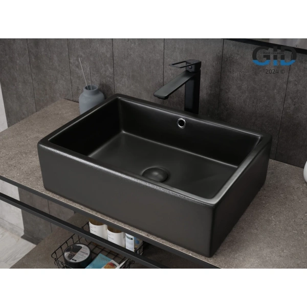 Раковина-чаша GID N9129bg 50x38 см, накладная, черный графит