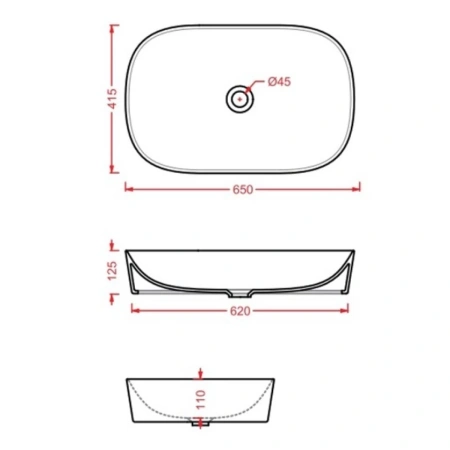 Раковина 65x41,5 см Artceram Ghost GHL002 12 00