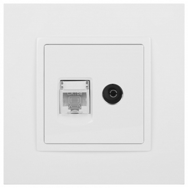 ТВ-розетка и розетка Ethernet RJ-45 без рамки Эра Эра Elegance 14-3110-01