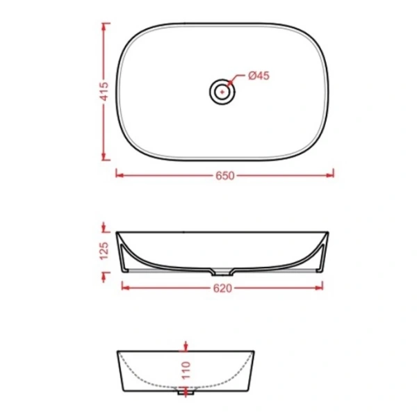 Раковина 65x41,5 см Artceram Ghost GHL002 12 00