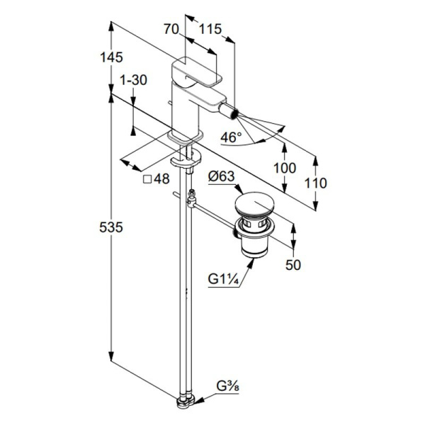 Смеситель для биде Kludi Renon 422163975 черный матовый