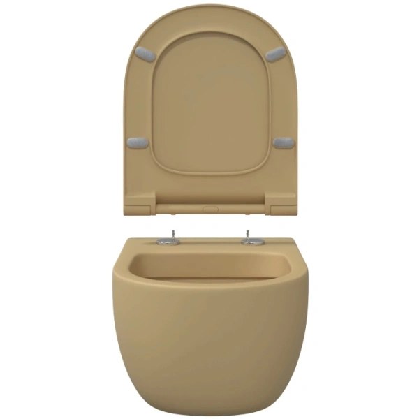 Унитаз подвесной Berges Ego XL 083211 безободковый, с сиденьем микролифт, кашемир матовый