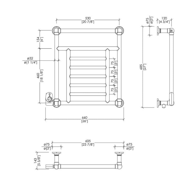 Полотенцесуштель электрический Devon&Devon Jupiter PRJ3ELSX/BI золото