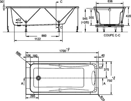 Акриловая ванна Jacob Delafon ODEON UP 170x75 E60491RU-00