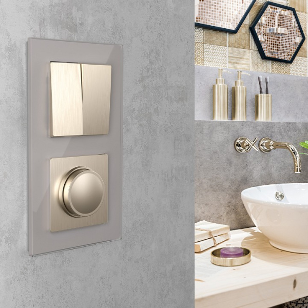 Выключатель проходной двухклавишный без рамки Werkel шампань рифленый W1122010