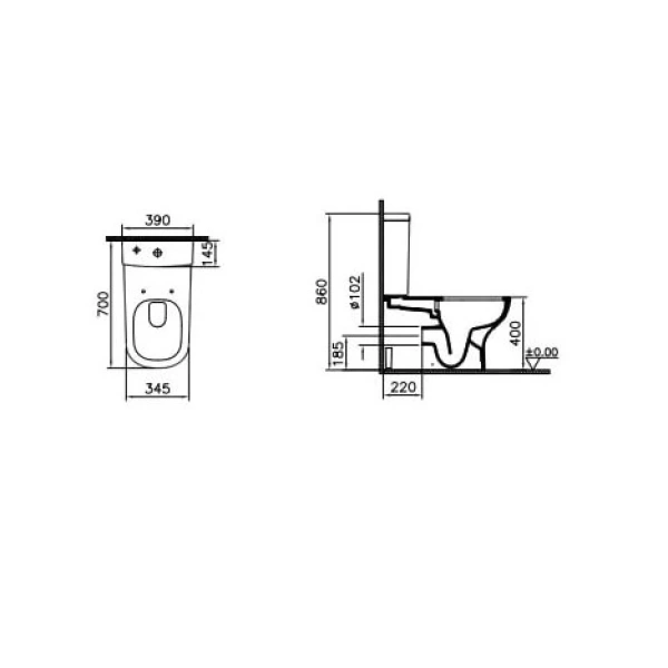 Унитаз-компакт Vitra D-Light 9014B003-7205 безободковый, с сиденьем микролифт, белый