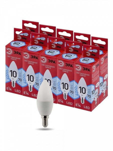 Лампа светодиодная Эра  E14 10Вт 4000K LED B35-10W-840-E14 R