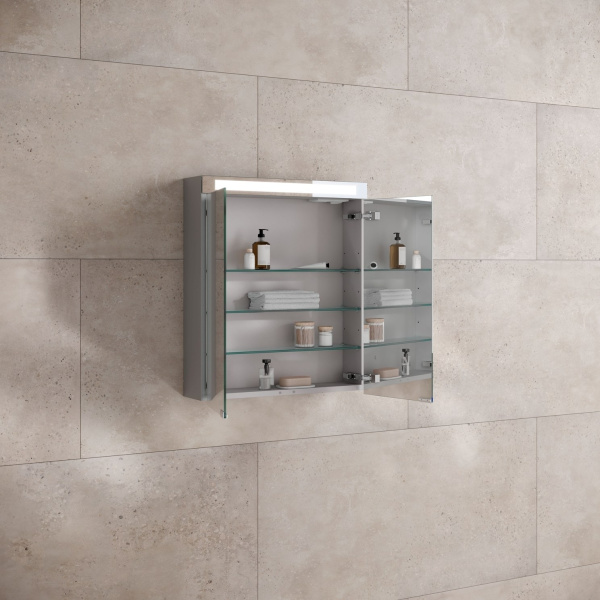 Шкаф зеркальный Keuco Royal E-One 60 44301171301 с подсветкой анодированное серебро