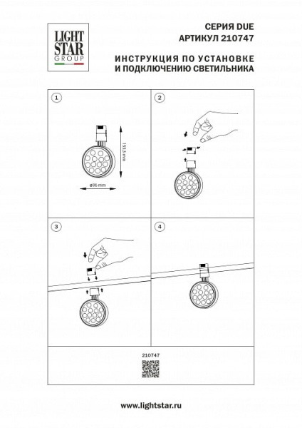 Светильник на штанге Lightstar Due Hermes 210747
