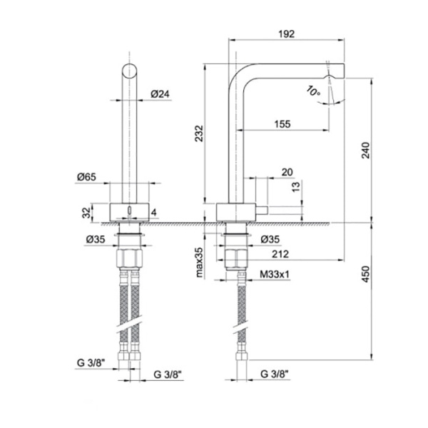 Смеситель для раковины Fantini AF/21 27 93 A006WF сталь