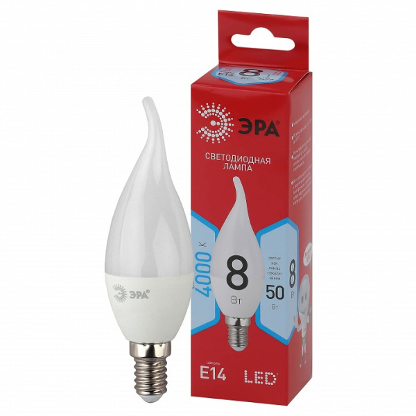 Лампа светодиодная Эра  E14 8Вт 4000K LED BXS-8W-840-E14 R