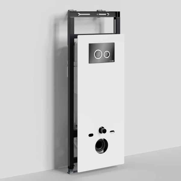 Инсталляция для унитаза WasserKRAFT Salm 27 27TLT.010.ME.WH.PB01 с кнопкой смыва, черный глянец/хром/черный глянец