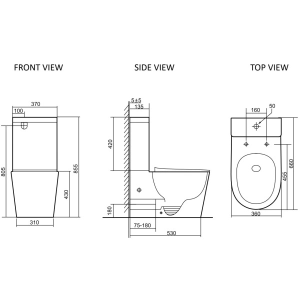 Унитаз-компакт SantiLine SL-5026MB безободковый, торнадо, с сиденьем микролифт, черный матовый